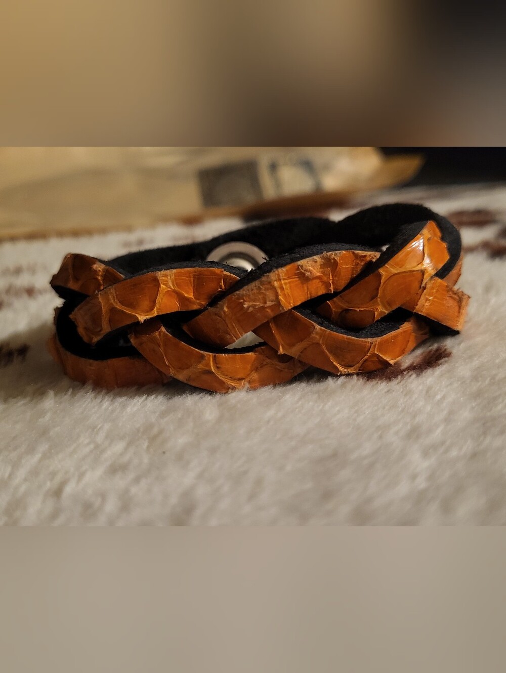 Unique "Magic Braid" Braided Leather Cuff Bracelet – Orange & Black